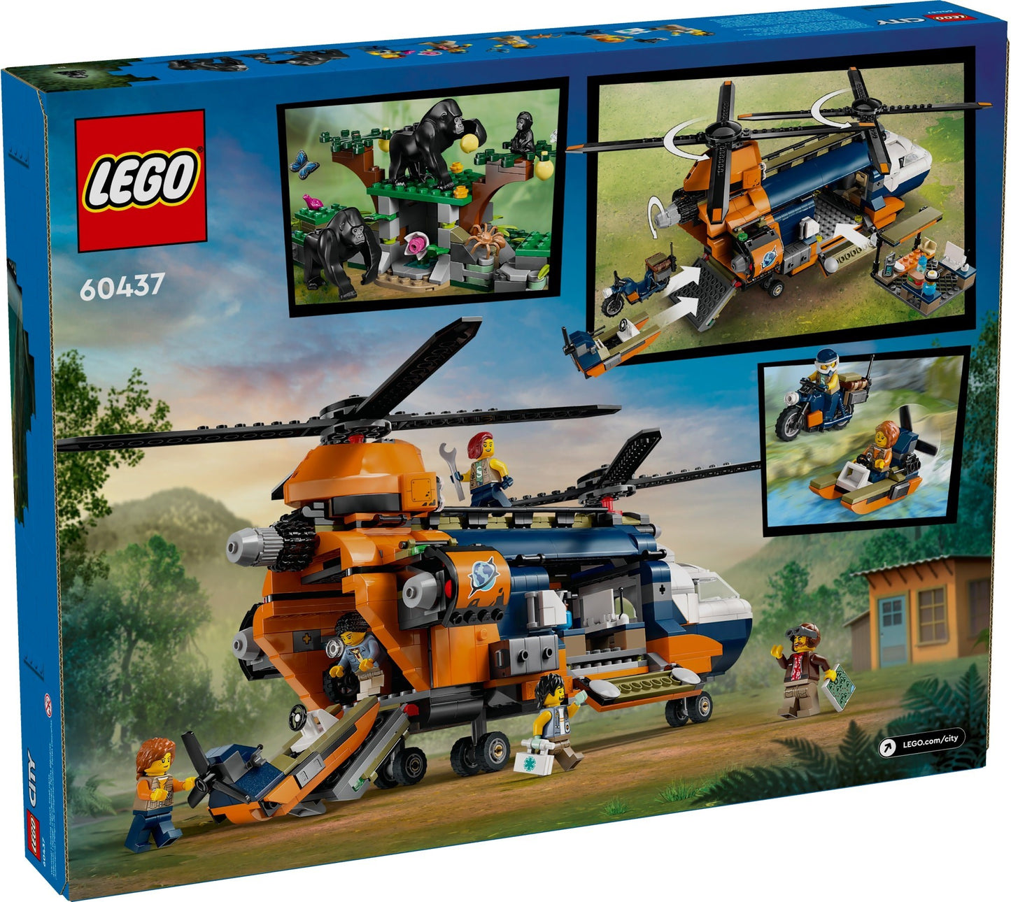 LEGO® City 60347 Dschungel-Erkundungshelikopter am Basislager